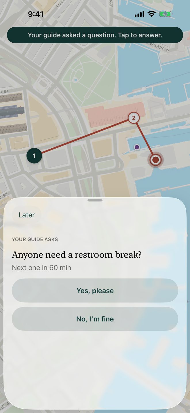 A quick poll from the guide, answered with one tap