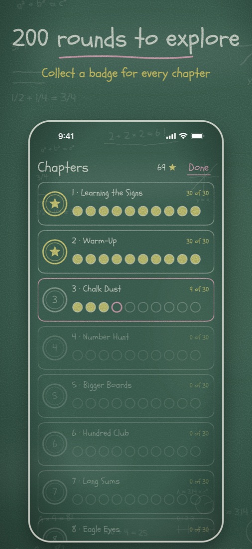200 rounds to explore: chapters with stars and badges